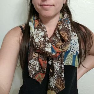 Multicolored flower print shear scarve